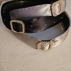 Elegant Satin Headbands with Rhinestone Buckles BUNDLE OF 6